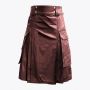 Chocolate Brown Leather Kilt with Cargo Pockets
 thumbnail