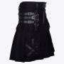Gothic Throng Leather Straps Black Cotton Kilt
 thumbnail