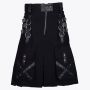 Gothic Throng Leather Straps Black Cotton Kilt
 thumbnail