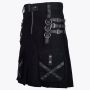 Gothic Throng Leather Straps Black Cotton Kilt
 thumbnail