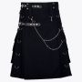 Gothic Throng Silver Accessories Black Cotton Kilt
 thumbnail