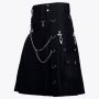 Gothic Throng Silver Accessories Black Cotton Kilt
 thumbnail