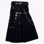 Gothic Throng Silver Accessories Black Cotton Kilt
 thumbnail