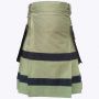 Olive Green Utility Kilt with Black Stripes For Men thumbnail
