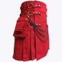 Red Canvas Cloth Straps Utility Kilt For Men thumbnail