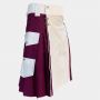 White & Burgundy Color Cotton Utility Kilt
 thumbnail